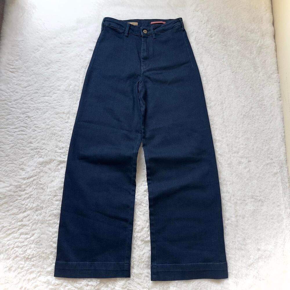 Pilcro Anthropologie The Skipper Size 27 Dark Wash Cropped Wide Leg Jeans